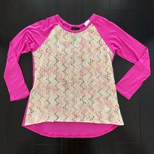 Ella Moss girls mixed material long sleeve shirt. Size 12